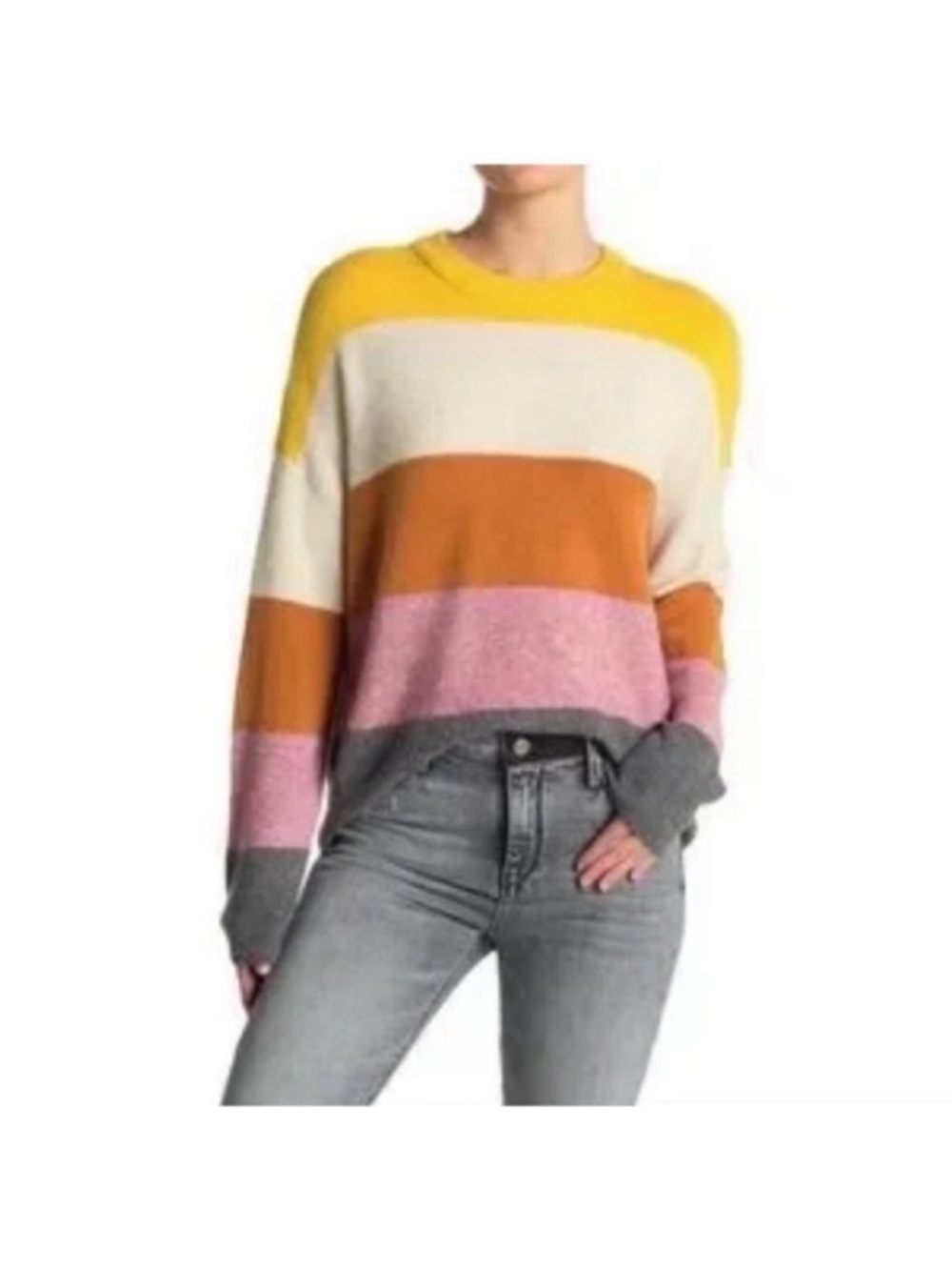 Madewell Crofton Alpaca Wool Blend Colorful Stripe Pullover Sweater Size S